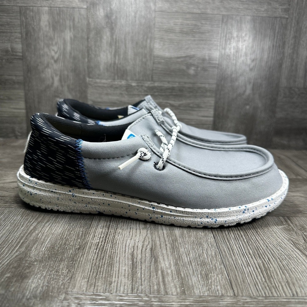 Hey Dude Wally Funk Kids J5 Grey Multi Jersey Jacquard Loafers 44184-1PO NEW